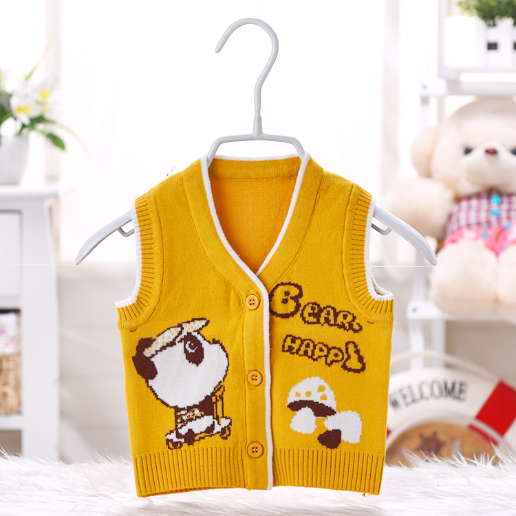 Bé vest mùa xuân và mùa thu chàng trai và cô gái vest áo len sơ sinh bé cardigan áo khoác cotton vest 0-1-2-3 tuổi