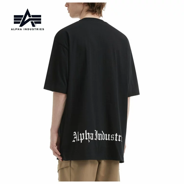 Двухцветная футболка с коротким рукавом мужская с черепом Alpha Industries, большая голова, девочка, номер 0038O