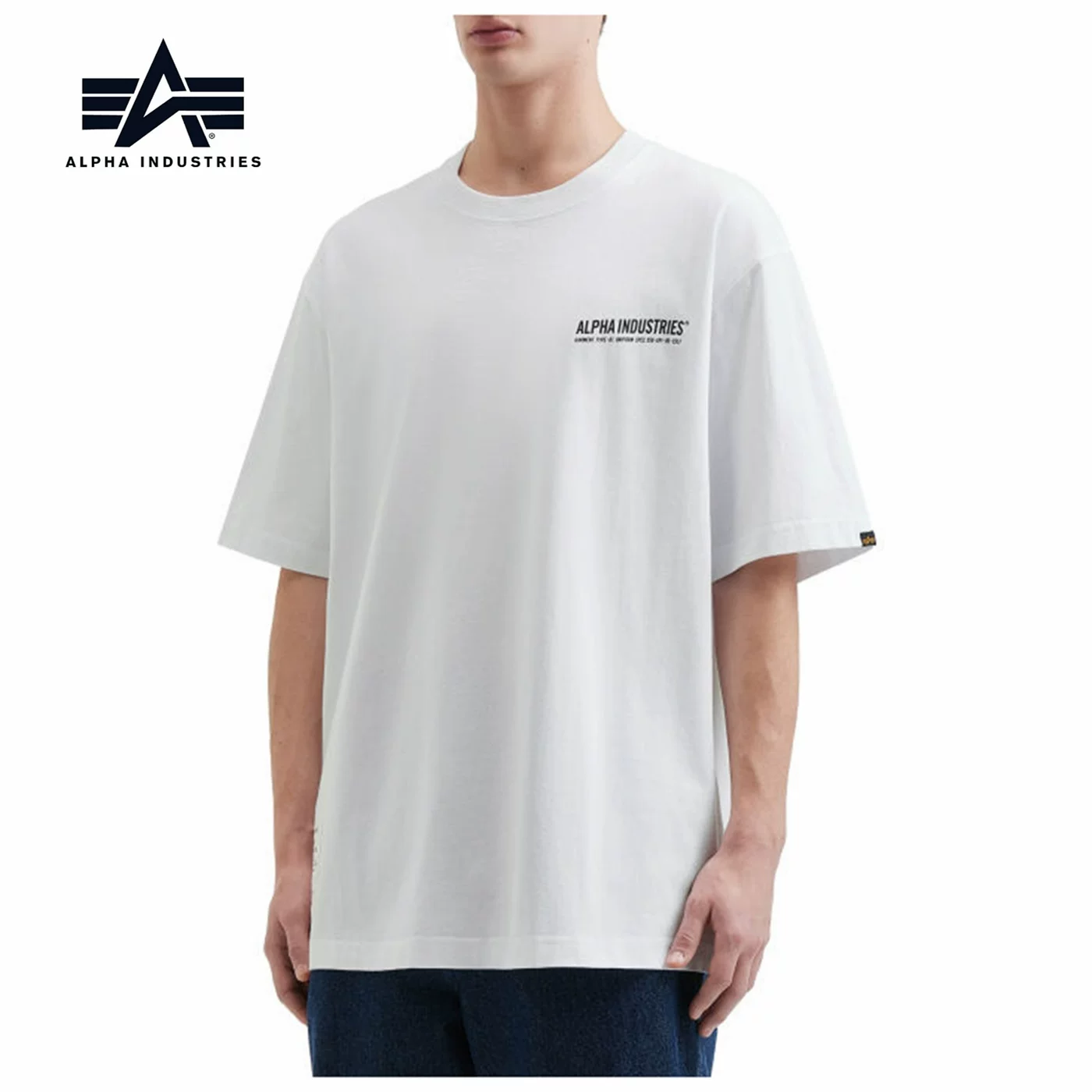 Трехцветная футболка с эмблемой Alpha Industries на круглом вырезе, для мужчин, весна-лето, крупная надпись Big Head Girl Kundai 0130Q