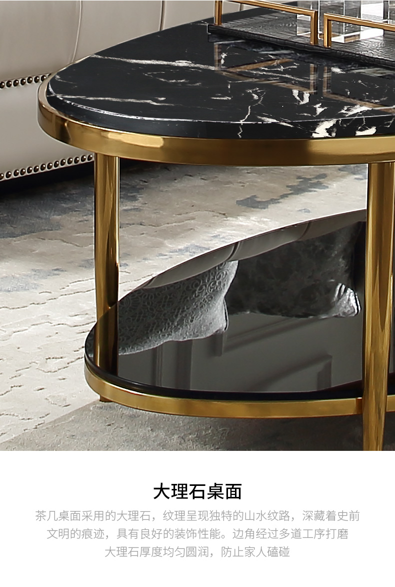 Mu Yibai bàn cà phê đá cẩm thạch đơn giản hiện đại ánh sáng sang trọng nội thất phòng khách Mỹ rắn gỗ bàn trà kính bàn trà nhà - Bàn trà bàn trà gỗ
