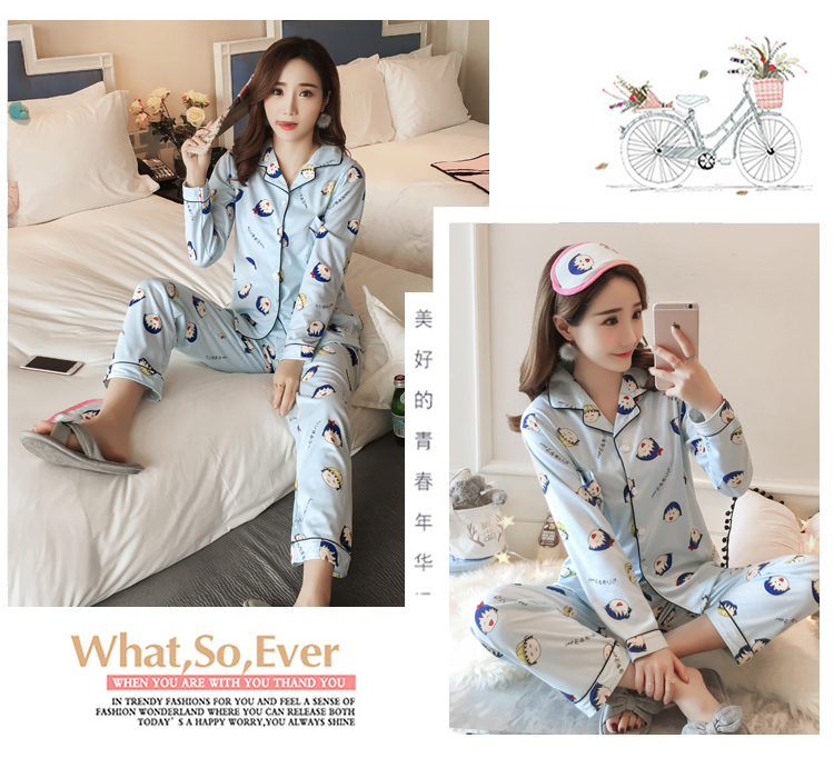 Bộ đồ ngủ mùa xuân và mùa thu đông của phụ nữ cotton dài tay phiên bản Hàn Quốc của chiếc áo len mới bên ngoài bộ đồ cotton phục vụ trong tháng đồ bộ trung niên