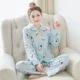 Bộ đồ ngủ mùa xuân và mùa thu đông của phụ nữ cotton dài tay phiên bản Hàn Quốc của chiếc áo len mới bên ngoài bộ đồ cotton phục vụ trong tháng