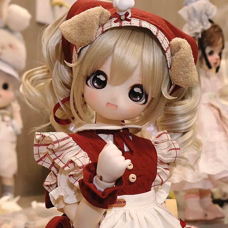 1/4 BJD Doll Full Set Cartoon Eyes MMD Outfits Wig Face Makeup