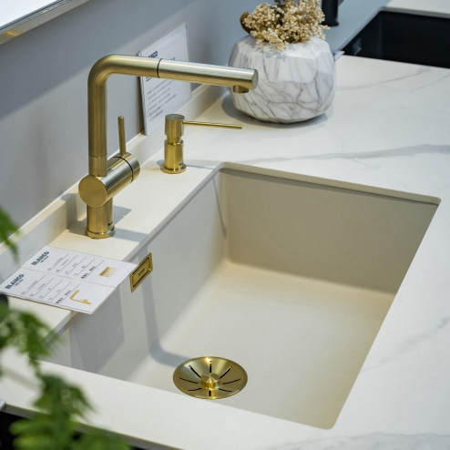 Blanco700U Granite Undermount Sink Large Single Bowl Sink for Washing Vegetables and Dishes + Mida-S Sink Faucet