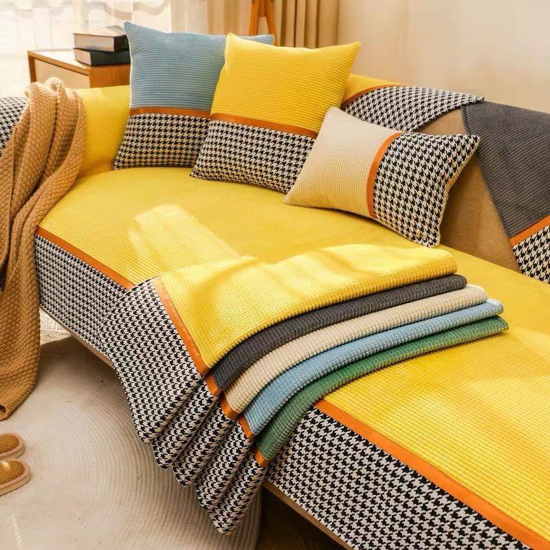 Thousands Bird Lattice Sofa Cushion Non-slip Light Lavish Style Sofa Cover All Season Universal Nordic Wind Sofa Cover Cloth Full Cover Cloth