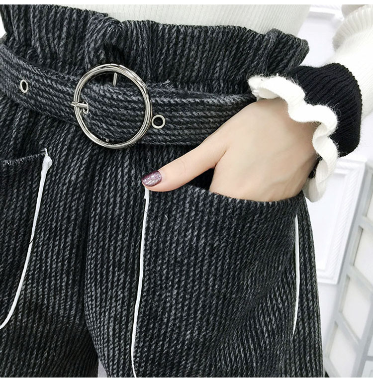 Quần short len ​​nữ mùa thu đông 2018 mới mặc một chiếc quần ống rộng phiên bản Hàn Quốc của quần lửng ống rộng eo thon hoang dã quần đùi cạp cao