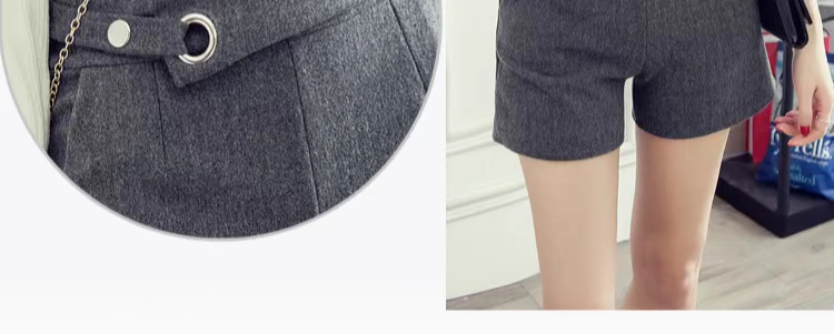 Thu đông 2018 phiên bản Hàn Quốc cao eo thon là chân rộng rộng Một chiếc quần short len ​​rộng rãi Quần lửng ống rộng ngoài quần nữ.