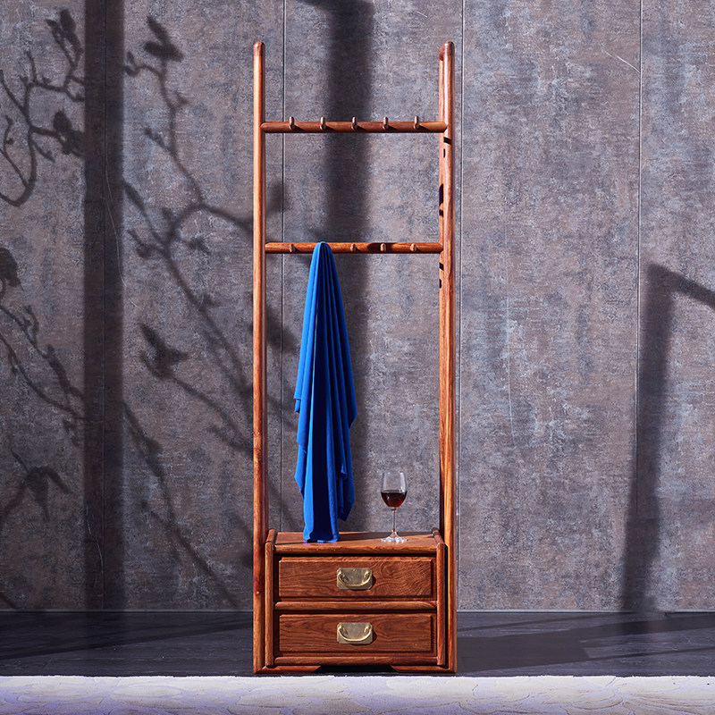 Red Wood Furniture Innate Hedgehog Purple Sandalwood Hat Rack Flowers Pear Wood Floor New Chinese Clothes Hanger Solid Wood Bedroom With Pumping Clothes Hanger