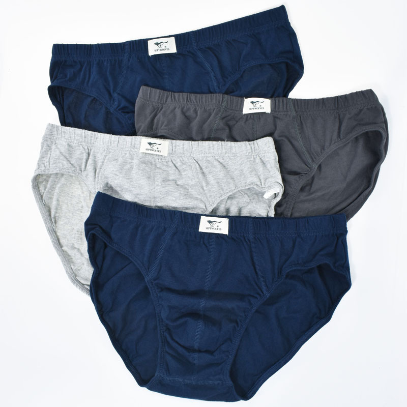 4 Pairs of Seven Wolves Men's Cotton Briefs, 100% Cotton, Breathable, Sweat-Absorbent, Solid Color, Thin Summer Style 4 Pairs of Seven Wolves Men's Cotton Briefs, 100% Cotton, Breathable, Sweat-Absorbent, Solid Color, Thin Summer Style
