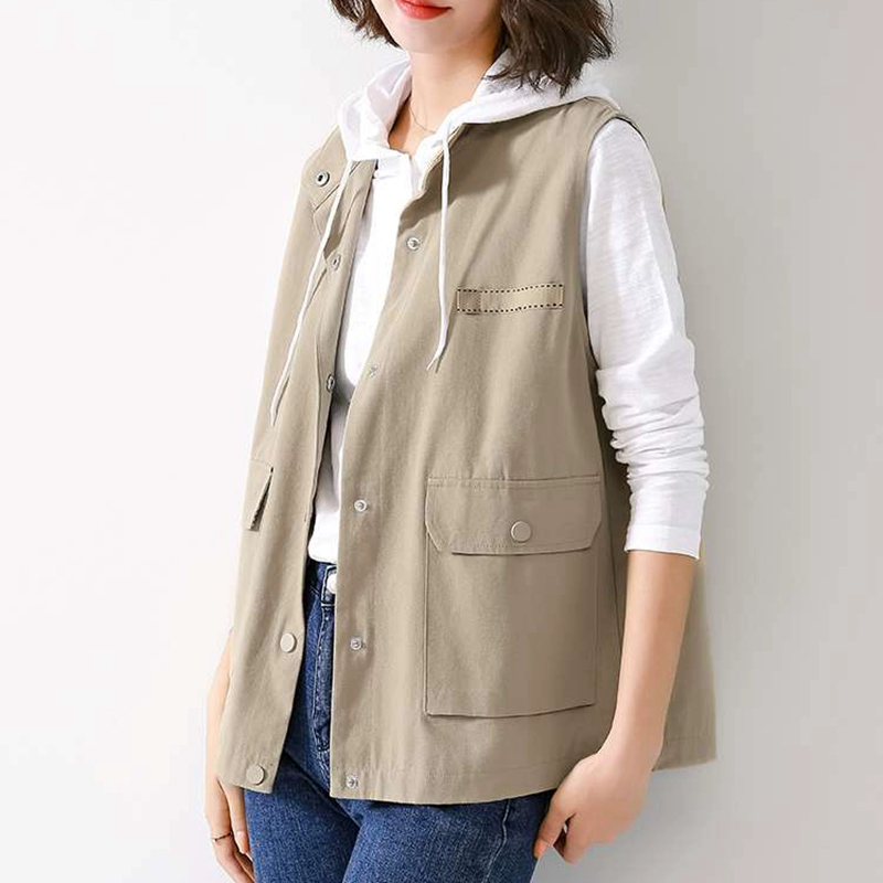 Áo khoác vest công cụ nhỏ cho bà mẹ trung niên, quần áo mùa xuân ngắn tay cho nữ béo, áo vest cotton nguyên chất, cộng với kích thước. - Áo vest