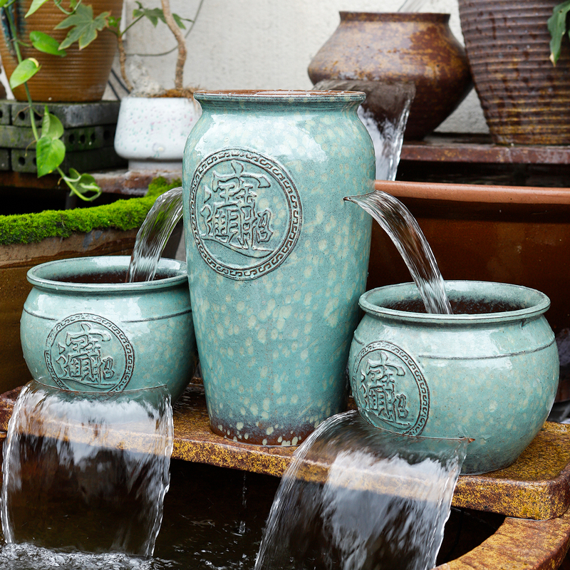 Courtyard Water Feature Circulating Water Pottery Jar Water Tank Landscaping Traditional Fish Tank Wealth-Generating Waterfall Filter for Fish Farming Courtyard Water Feature Circulating Water Pottery Jar Water Tank Landscaping Traditional Fish Tank Wealth-Generating Waterfall Filter for Fish Farming