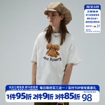 HTCU20ss Cartoon Doll Inverted head Cubs printed short sleeves couple men and women T-shirts and hip-hop loose streets