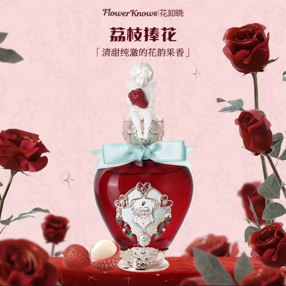 Духи (Flower Knows) коллекция «Маленький ангел» — декоративный флакон с ангелом, фруктово-цветочные ароматы