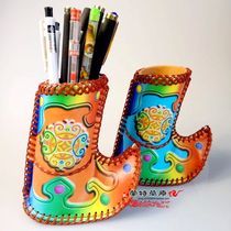 Inner Mongolia handicrafts gifts leather pen holder herdsmen hand-sewn riding boots pen holder ethnic minority souvenirs