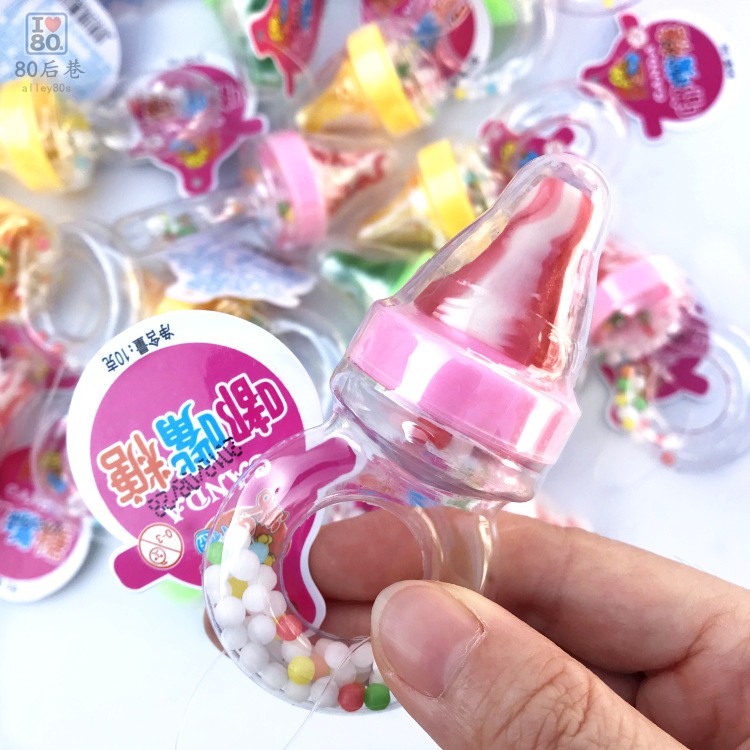 Quà tặng ngày của trẻ em Kẹo Pacifier Chai Sugar Ring Sugar 8090 Sau khi ăn vặt hoài cổ Ăn Lollipop - Nhẫn nhẫn hột xoàn