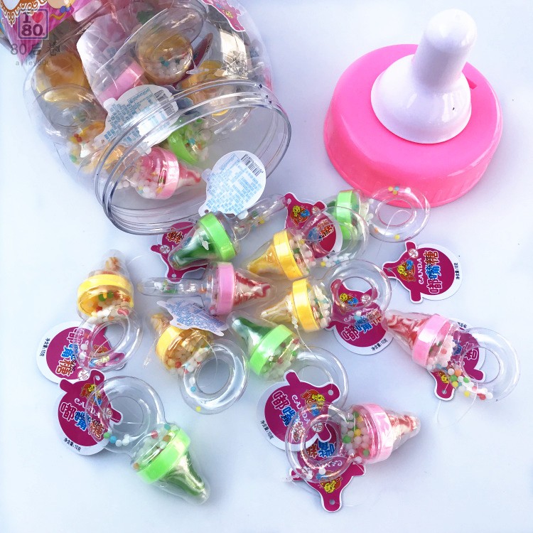 Quà tặng ngày của trẻ em Kẹo Pacifier Chai Sugar Ring Sugar 8090 Sau khi ăn vặt hoài cổ Ăn Lollipop - Nhẫn nhẫn hột xoàn