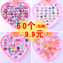 Children ring toys Girl child Diamond gem little baby girl Princess jewelry products Cute rhinestone cartoon