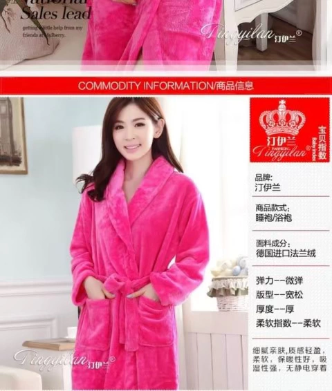Váy ngủ đôi nam nữ dày flannel dài mùa thu và mùa đông dịch vụ nhà đồ ngủ san hô nhung khách sạn spa đồ ngủ nam hàn quốc