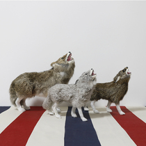 Simulation wolf animal model toy fur velvet crafts Big bad wolf specimen ornaments Photography props Childrens cognition
