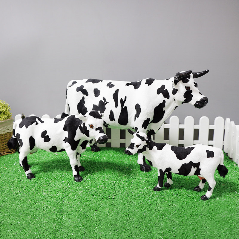 Simulation animal ornaments Cow model Plush toys Dairy products large and small cows Supermarket window craft souvenirs