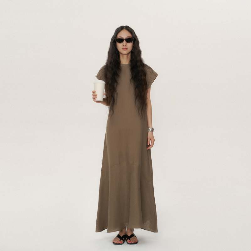 Lin Qiaozhi's New Summer Rain Dew Linen Dress, Feminine Long Skirt, Simple Sleeveless Artistic Dress