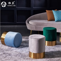 Living room rear modern sofa Stool Creative Dressings Makeup Stool Small Round Stool Light Extravaganza Red small stool minimalist cloth Art Short Stool