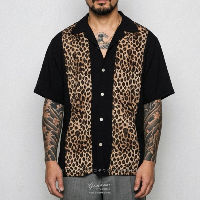 Ginzauproducts Leopard Print Floral Hawaiian Cuban Collar Short-Sleeved Design Shirt for Men and Women in Summer Ginzauproducts Leopard Print Floral Hawaiian Cuban Collar Short-Sleeved Design Shirt for Men and Women in Summer