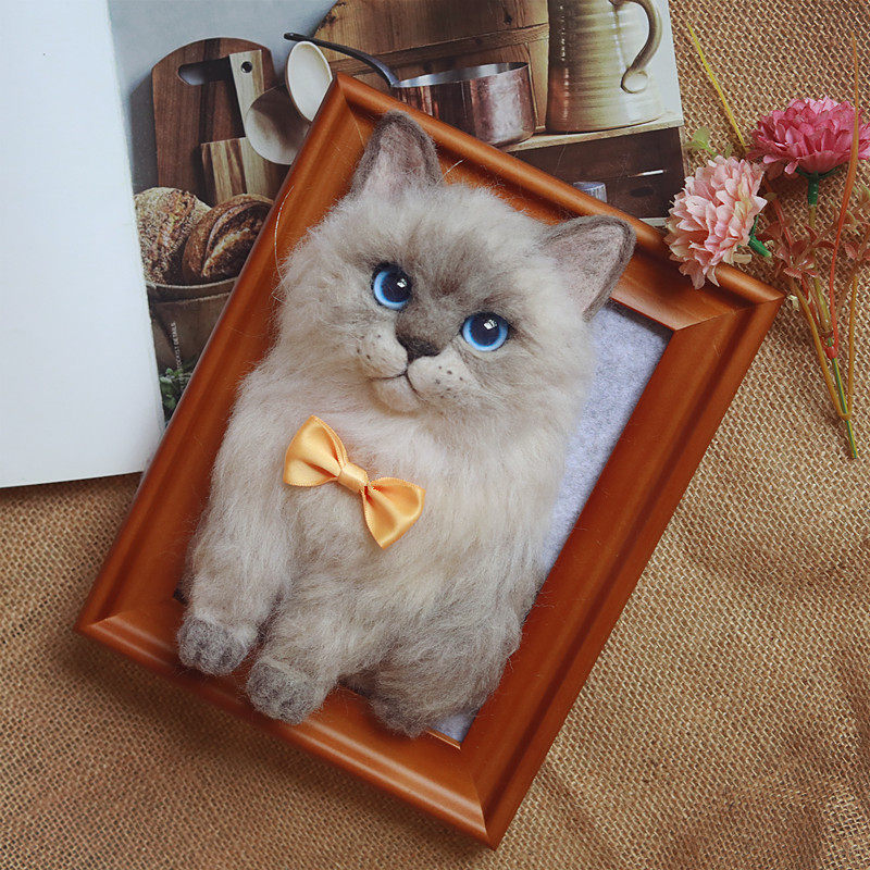 Wool Felt Emulation Pet Custom Remembrance Gift Diy Handmade Goat Hair Felt Cat Pooch Finished Delicately Photo Frame