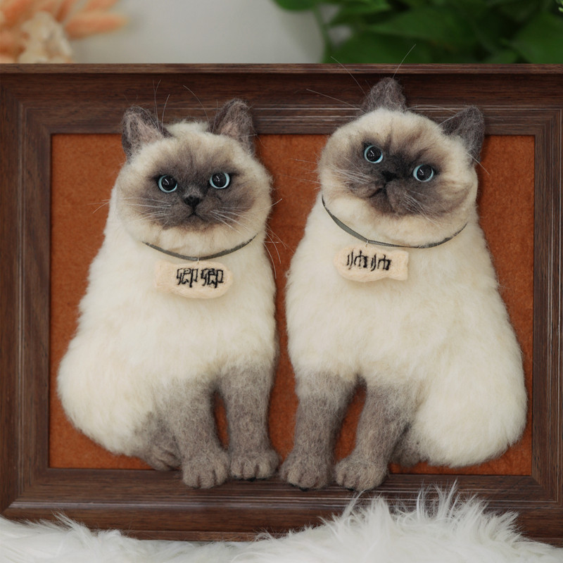 Wool Felt Emulation Cat Picture Frame Custom Pet Photo Portrait of the Puppet Cat Model Pendulum to decorate the modern
