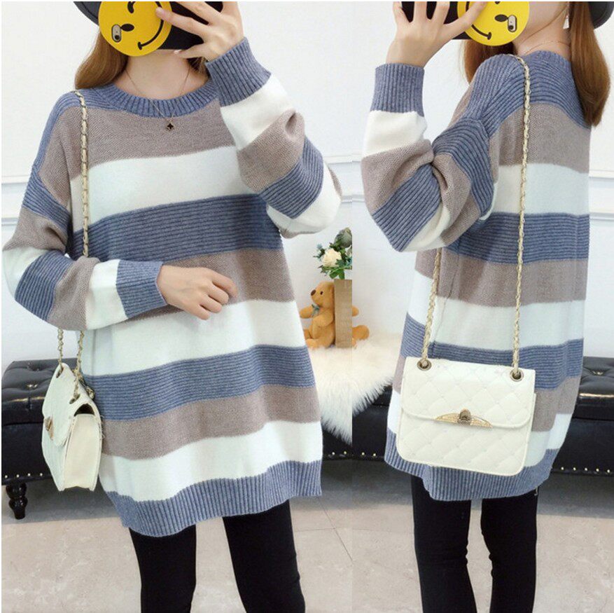 Maternity autumn sweater loose fashion style 2021 autumn winter new fashion mom outside wearing knit shirt long sleeves bottom top