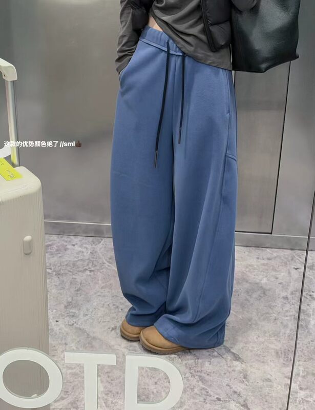 Hot-Selling Korean Authentic Rivulet/Gratitude Slimming High-Waisted Straight-Leg Wide-Leg Pants with Adjustable Cuffs Hot-Selling Korean Authentic Rivulet/Gratitude Slimming High-Waisted Straight-Leg Wide-Leg Pants with Adjustable Cuffs