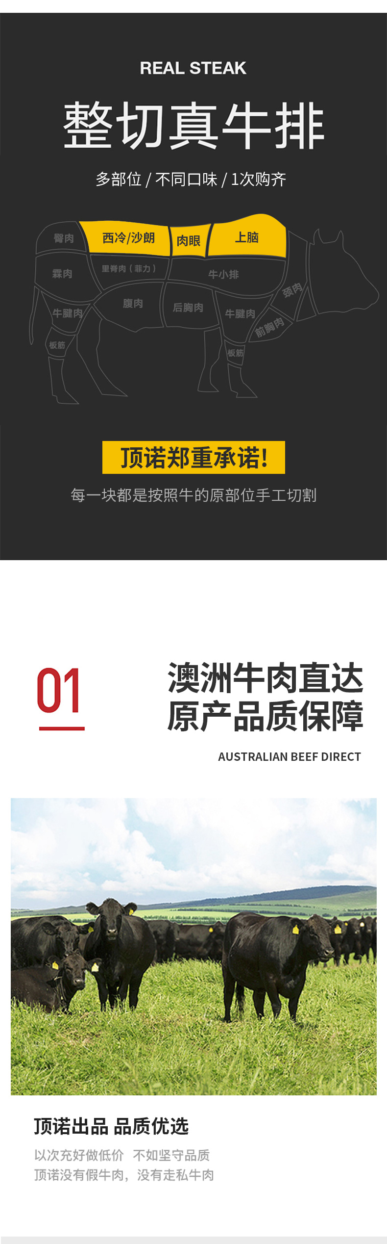 顶诺 澳洲进口 整切牛排套餐 500g/5片/件 图6