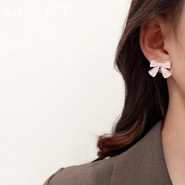 s925 silver autumn and winter colorful bow earrings 2022 new trendy Korean temperament net celebrity earrings female high-end sense