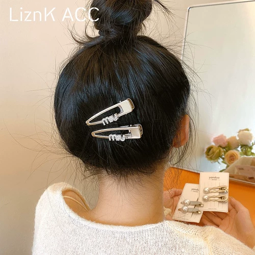 Матовая серебряная челка с буквами, шпильки для волос, заколка для волос, изысканный стиль