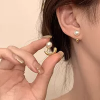 Два жемчужных серьги -A1248 золото