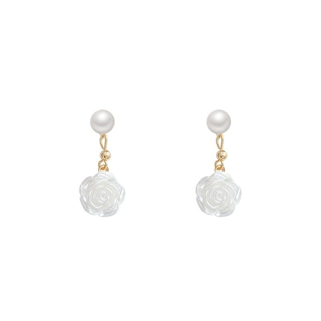 s925 silver needle pearl flower earrings female summer niche design high-end net celebrity earrings 2022 new trend