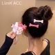 Cute pink bow love flower hairpin female 2022 net red new side broken hair bangs clip hairpin