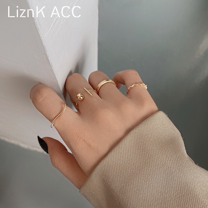 High-end four-piece ring Women's light luxury niche design ins tide cold wind joint index finger ring fashion personality