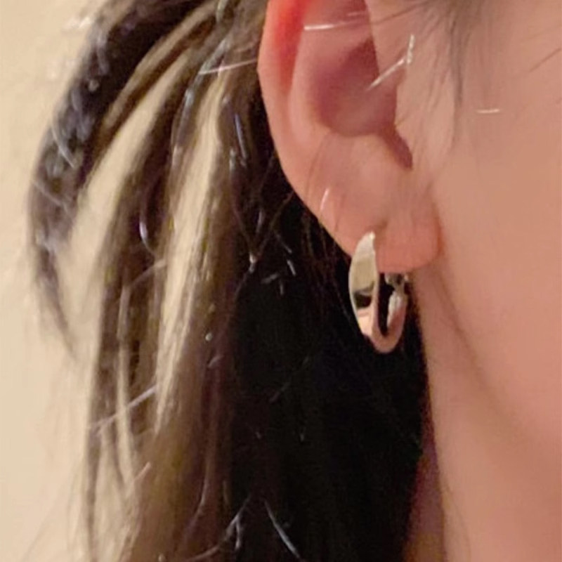 Minimalist Metallic Hoop Earrings 2025 New High-End Earrings Niche Unique Personality Temperament Earrings for Women