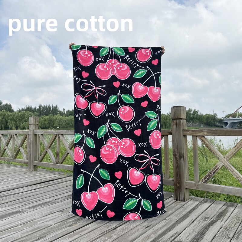 Foreign Trade European and American Beach Towel, 100% Cotton, Reactive Printing, Cut Velvet, Soft and Absorbent, Adult Large Bath Towel 90*170