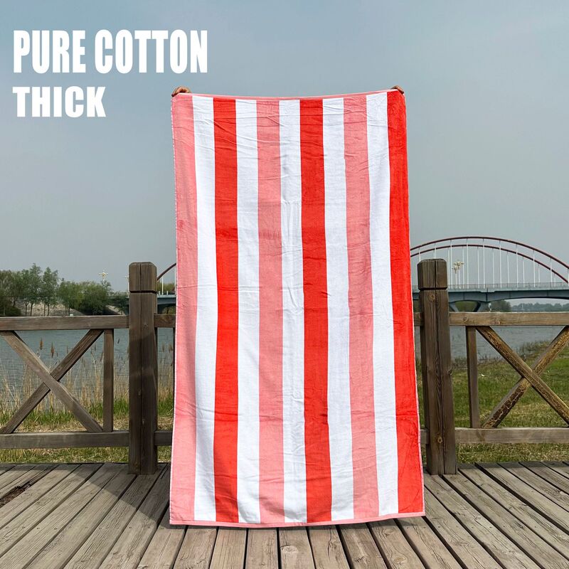 Striped Beach Towel European and American Pure Cotton Thickeneded Yarn-Dyed Multi-Arm Color Striped Adult Large Bath Towel 90*180
