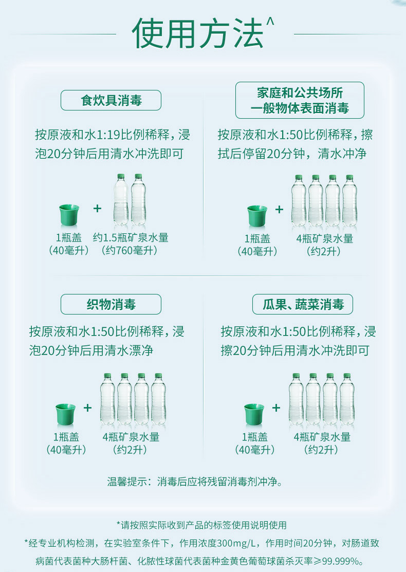 蓝月亮 84消毒液 杀菌消毒1.2kg*4瓶 图3