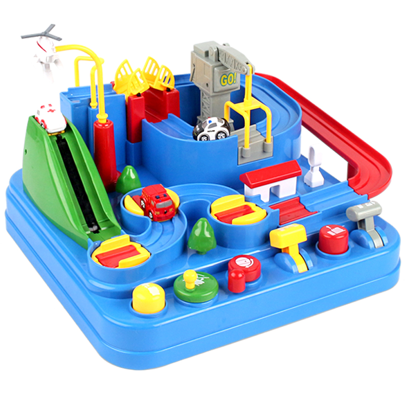 Car adventure small train rail car parking lot trembles toys boys early education educational children boys break through