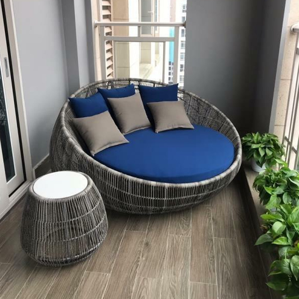 Nordic Creative Garden Lounge Chair Swimming Leisure Outdoor Rattan Round Bed Terrace Lying Bed Bird Cage Bed Rattan Art Beach Bed