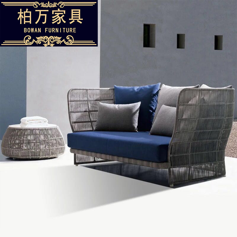 Outdoor Pool Sofa Double combined outdoor Balcony Terrace Terrace Nordic Casual Rattan Chairs Sample House Display Center Sofa Chair