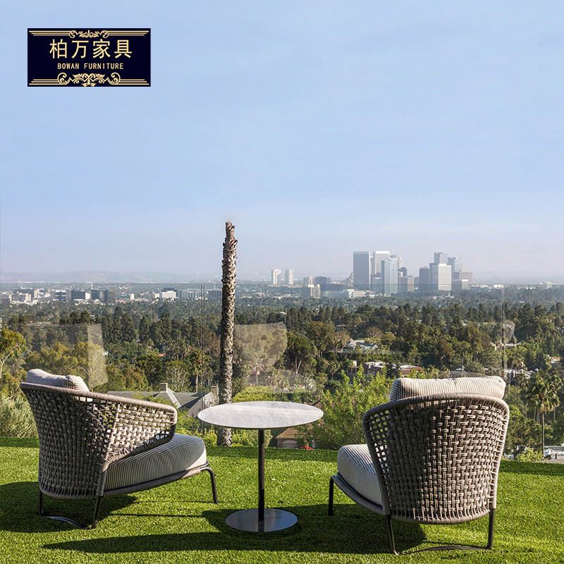 Balcony table and chair three pieces of modern creative vine chair sofa household knitting chair floating window tea one table two chairs