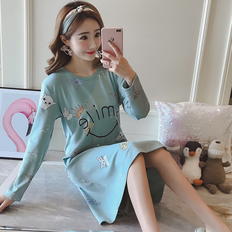 womens thai đồ ngủ mùa xuân, mùa thu và mùa đông bông dài tay mùa xuân và mùa thu moonwear 2018 mới phong cách tòa án dễ thương.