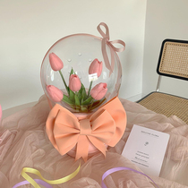 ins Acrylic wave ball simulation tulip hug bucket Tanabata Graduate Day gift to send girlfriend net red ornaments