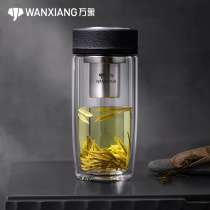 Vientiane double-layer glass thickened flagship store car Ladies Cup official website portable Cup mens high-end tea cup