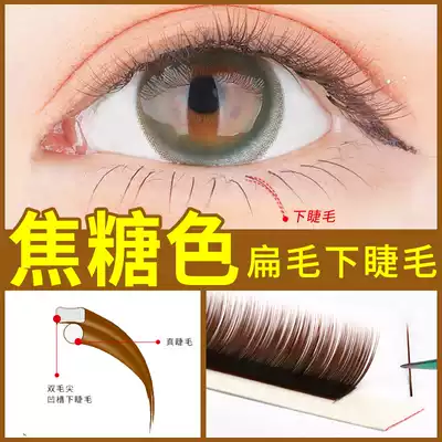 Caramel colored lower eyelashes grafted eyelashes single flat hair dark brown curry super soft natural 67mm own false eyelashes